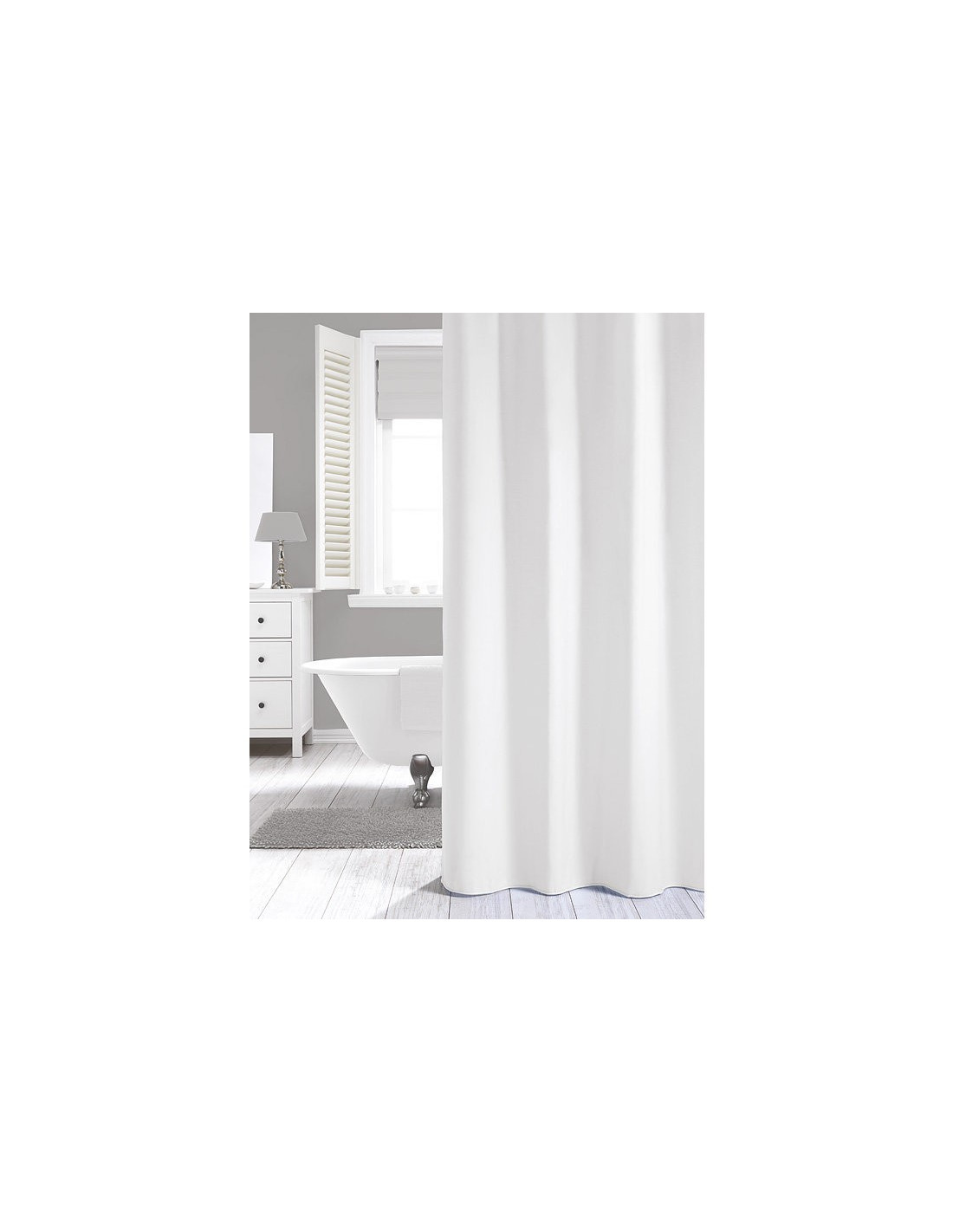 Rideau de douche 120 x 200 cm textile Blanc - SEALSKIN