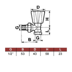 Robinet de radiateur équerre thermostatique R808E - raccord mâle