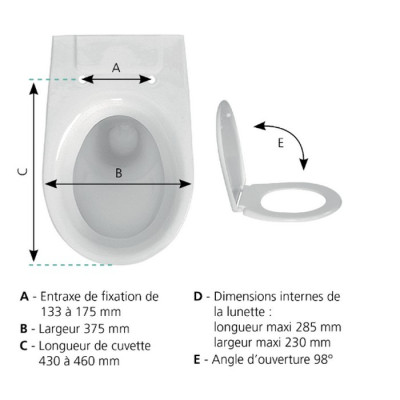 Abattant wc double blanc en polypropylène Monaco SIAMP - Plomberie