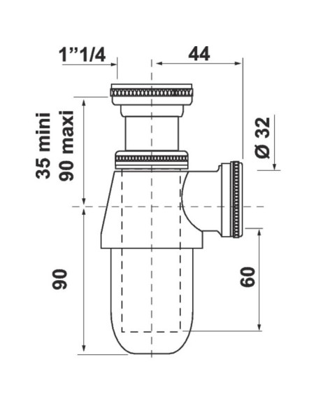 Siphon de lavabo chromé 11/4 - Ø 32 mm Plomberie Online