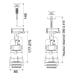 Ensemble WC mécanisme interrompable + robinet flotteur universel - 4250 -  REGIPLAST