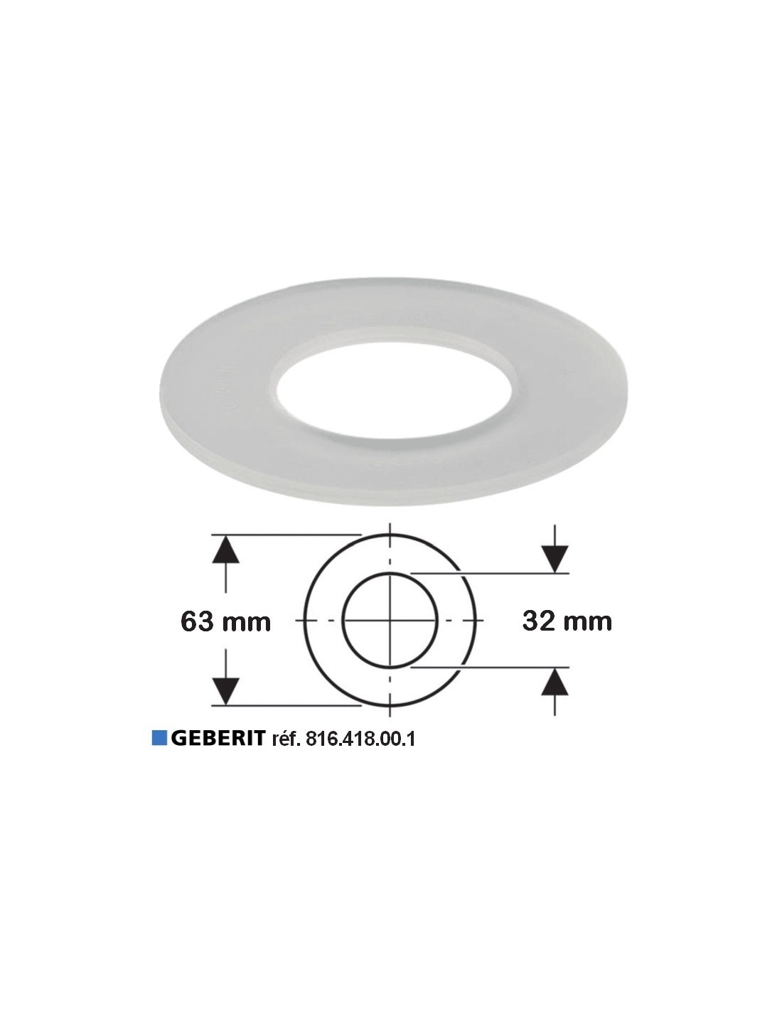 Joint de cloche Ø 63 x 32 mm pour mécanisme wc- GEBERIT 816.418.00.1