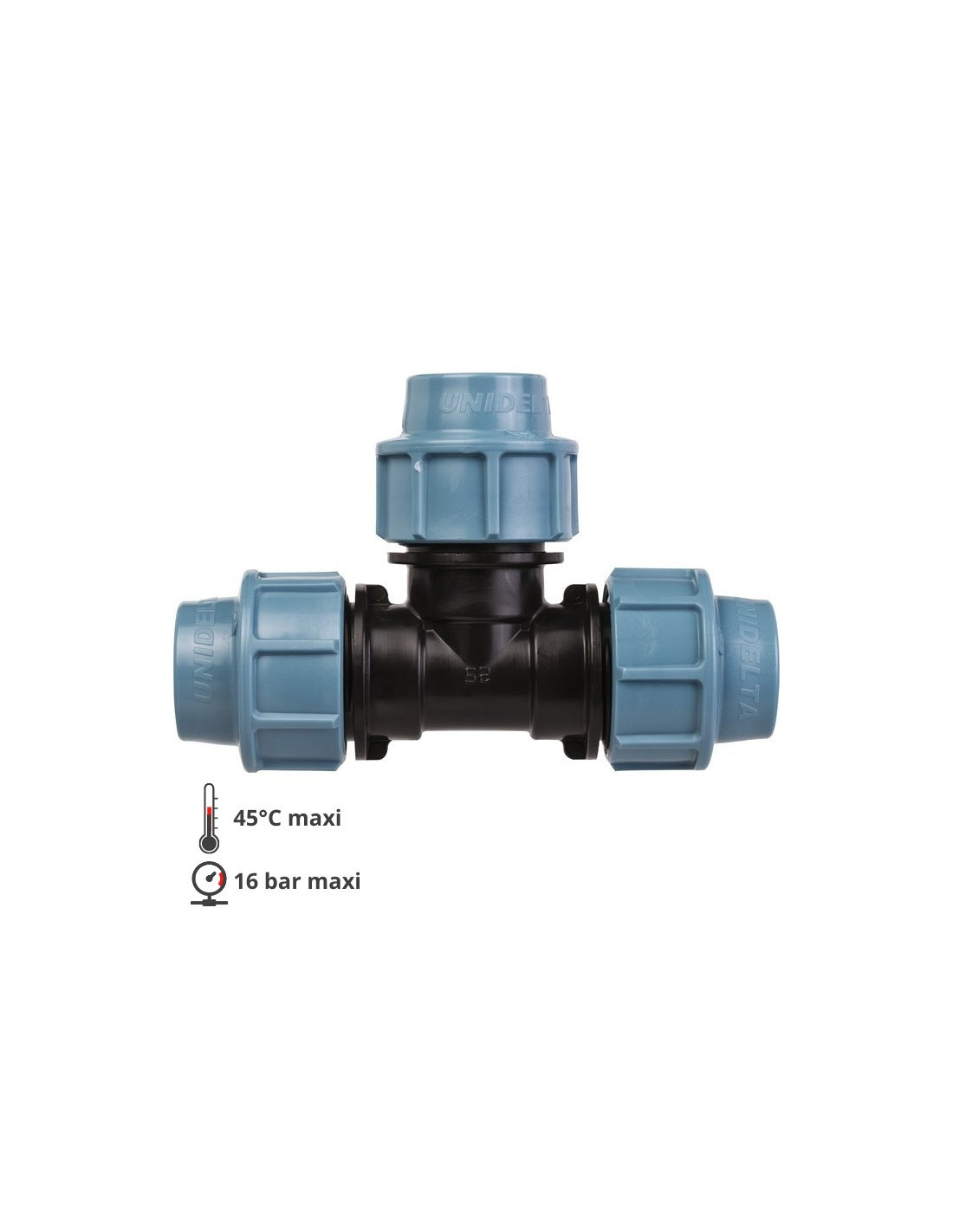 Raccords de tuyau d'eau en T - 25 mm x 25 mm x 25mm– Raccord de plomberie  de compression PN16 – connecteur compatible avec tuyaux en polyéthylène  PE80 et PE100 - SmartProduct : : Bricolage