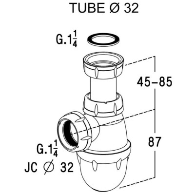Siphon de lavabo réglable 11/4 Sortie Ø 32 mm - réf. 0201001 - NICOLL