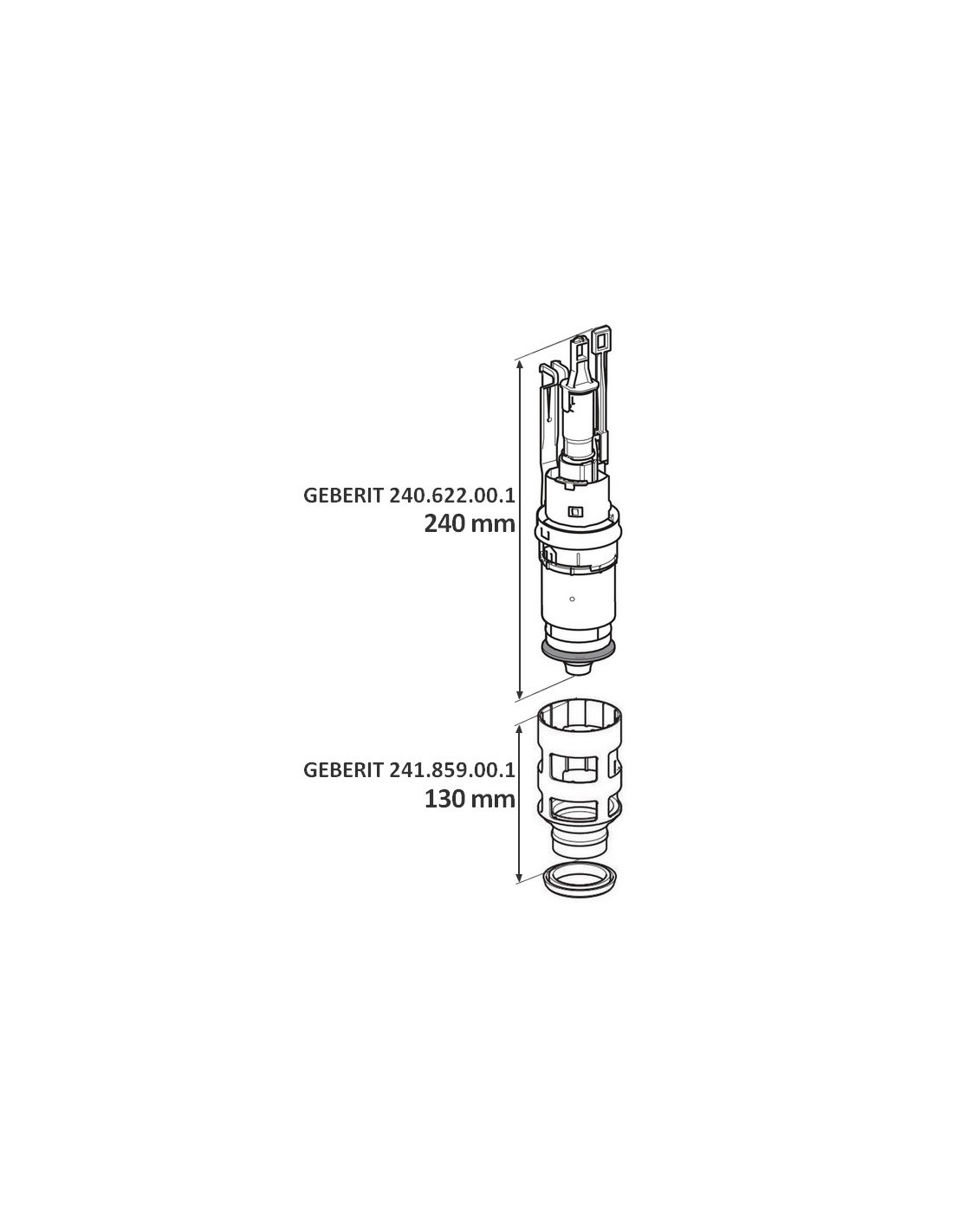 Mécanisme de chasse d'eau à étrier Geberit - Pour réservoir bâti support  Duofix