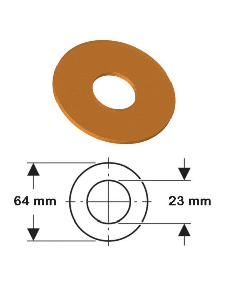 Joint de soupape 64 x 23 x 2,7 mm pour mécanisme wc GRIPP Réf. 298137