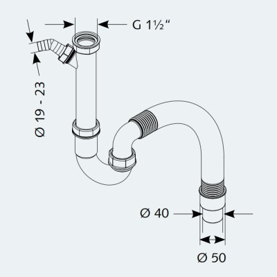 Siphon d'évier flexible avec 2 raccords 1 1-2 x Ø 40-50 mm, Bonde de  vidange pour cuisine