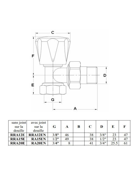 Robinet radiateur nickele equerre 3/4 (20/27) C07815 THERMADOR