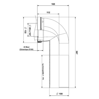 Pipe wc Ø 100 mm coudée mâle PIPUNIC - NICOLL CTW3330