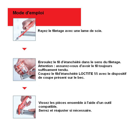 Mode d'emploi fil d'étanchéité pour filetage plomberie LOCTITE 55 - HENKEL