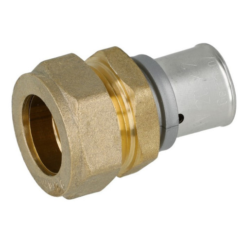 Raccord passerelle multicouche Ø 26 mm à sertir  - Cuivre Ø 28 mm à compression  - PIPETEC